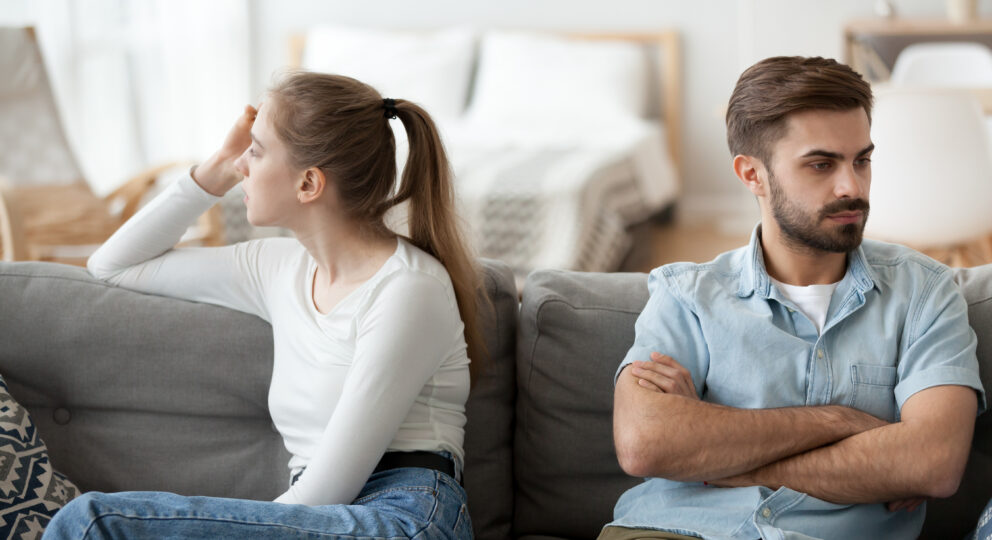 Couple not talking where one person is stonewalling.